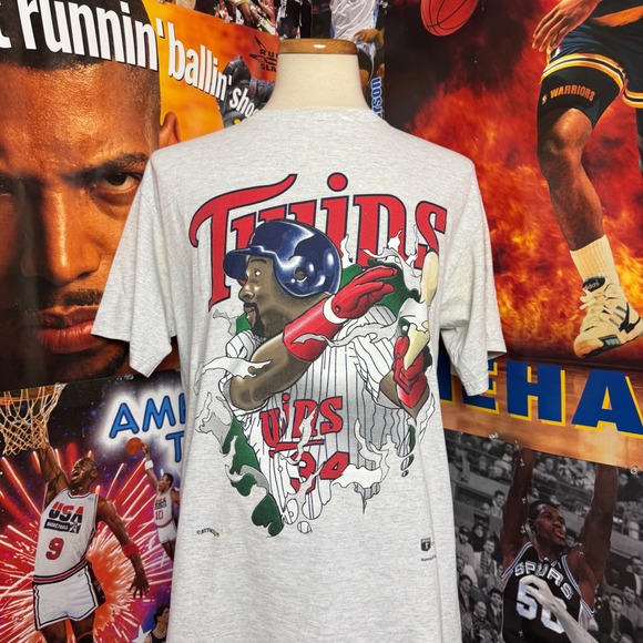 nutmeg mills Other - Vintage 90s Minnesota Twins Kirby Puckett Nutmeg Break Through MLB Tee Sz Large